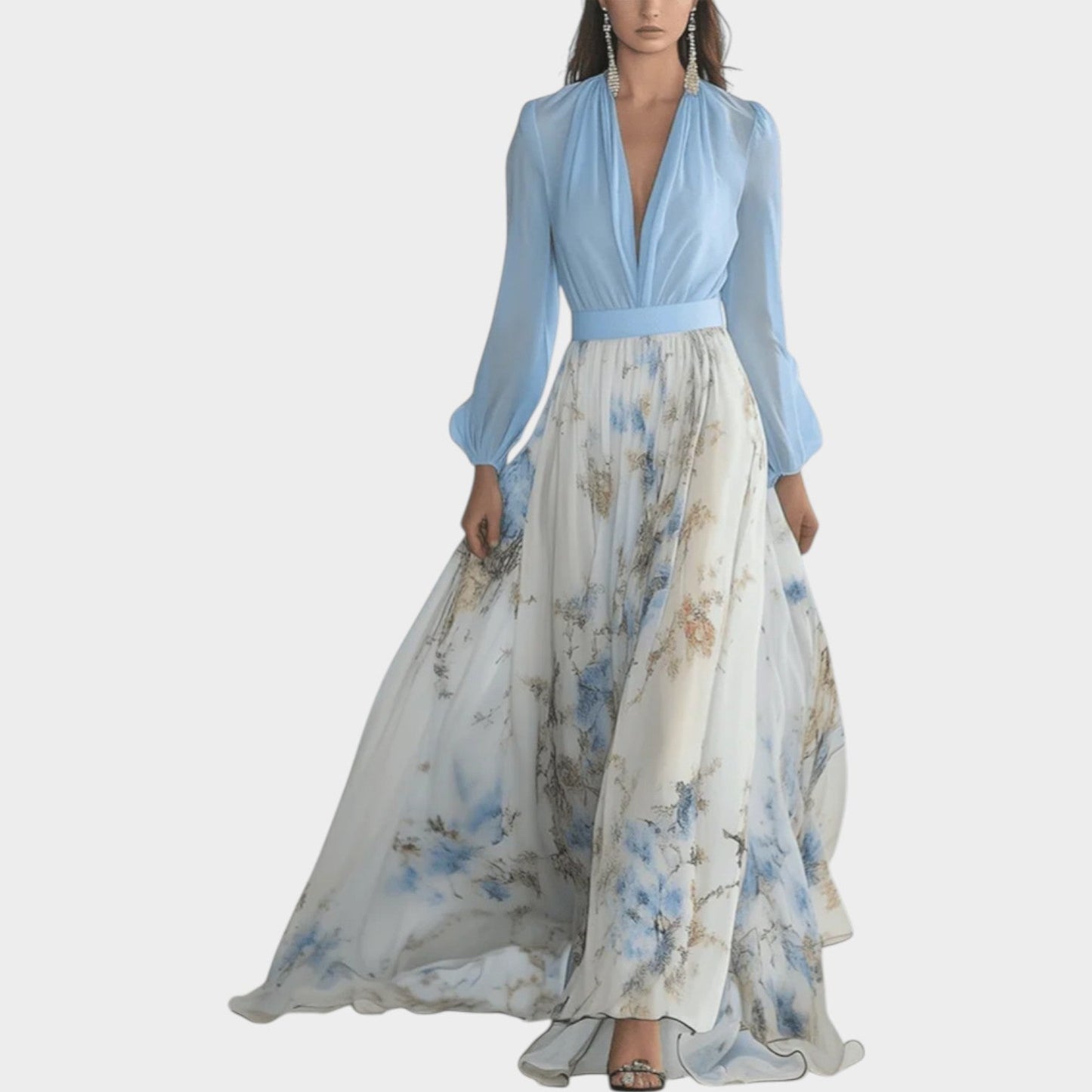 Claudette – Floral Chiffon-Look Maxi Dress