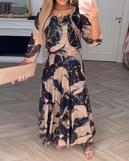 Selene | Printed Waist-Defined Dress
