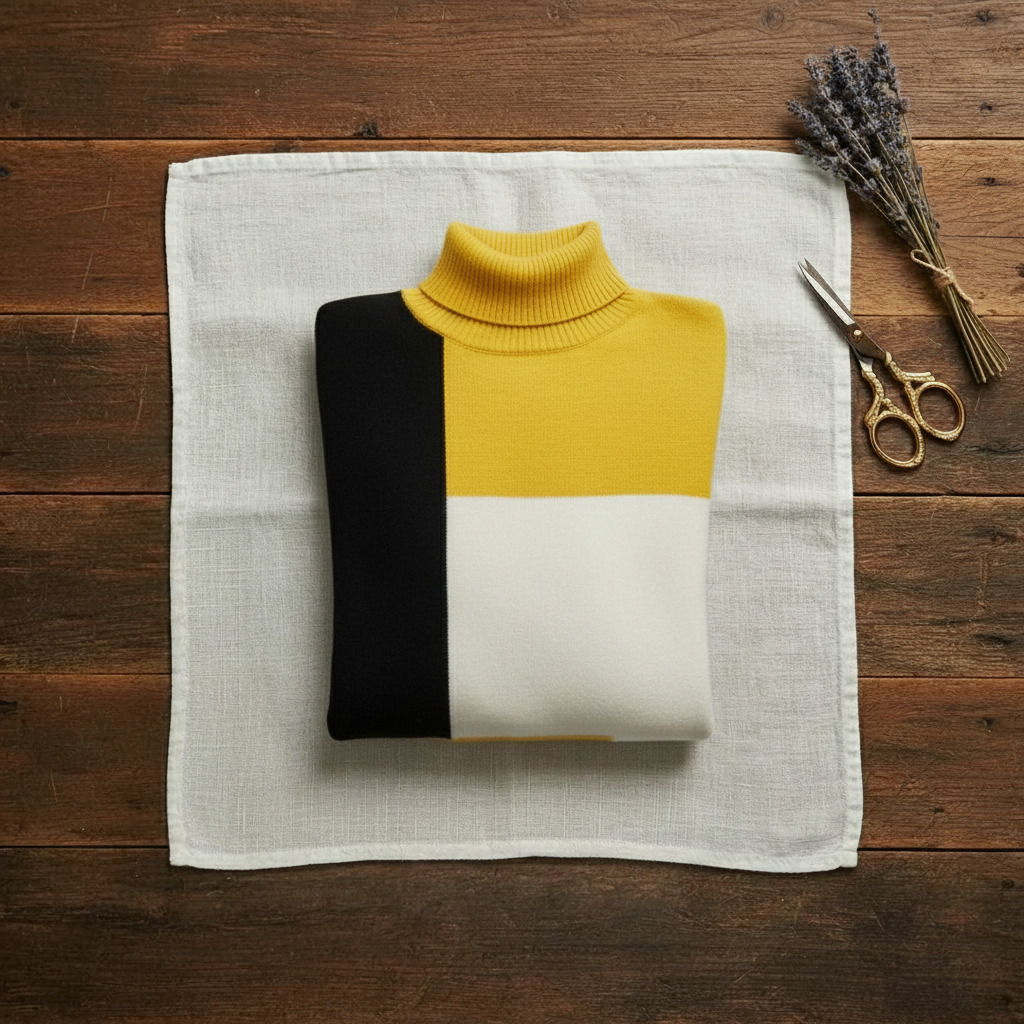 Donna – Color-Block Turtleneck Knit Sweater