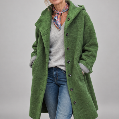 Gina – Hooded Button-Front Coat