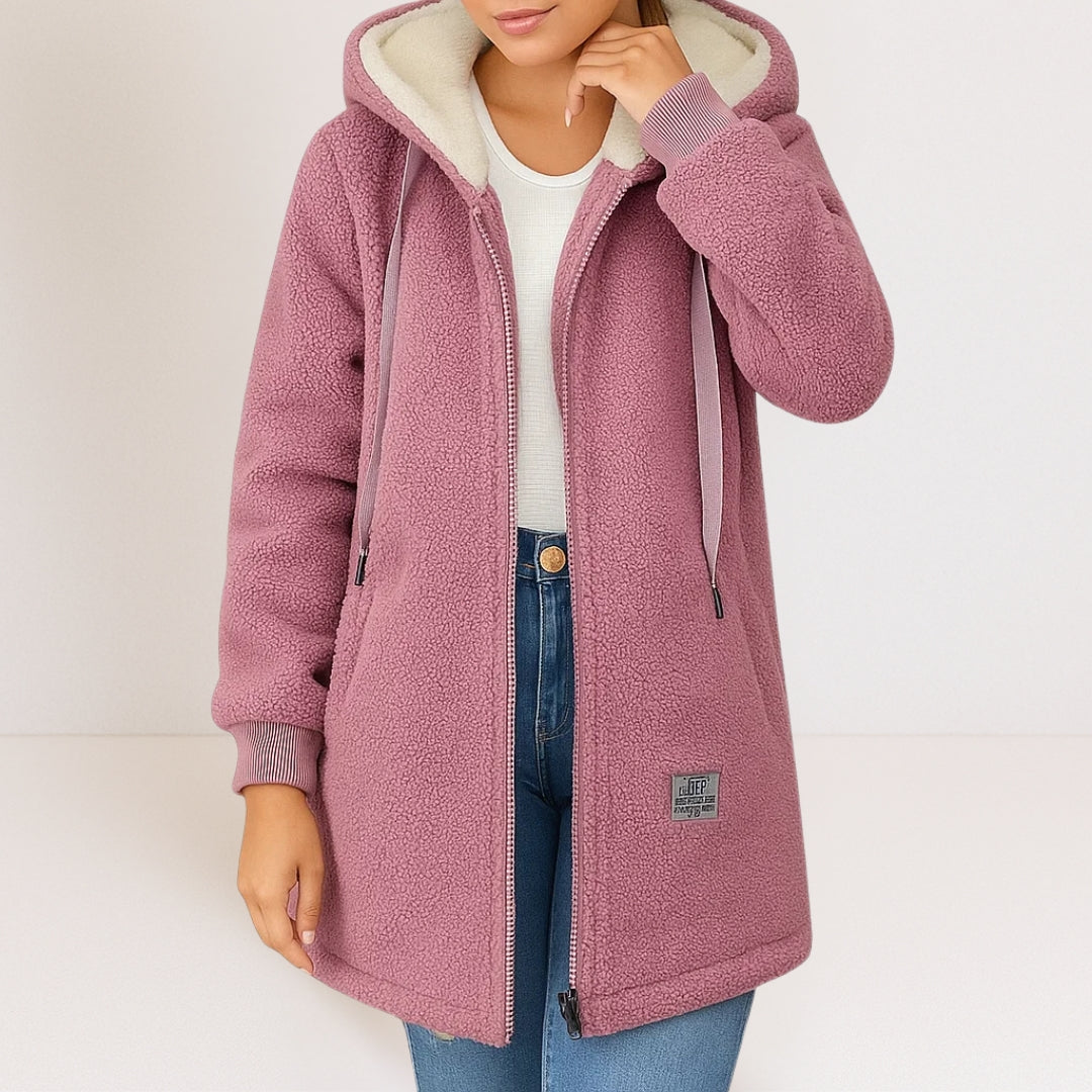Francine – Hooded Sherpa-Look Long Coat