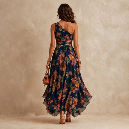 Sylvia – One-Shoulder Floral Maxi Dress
