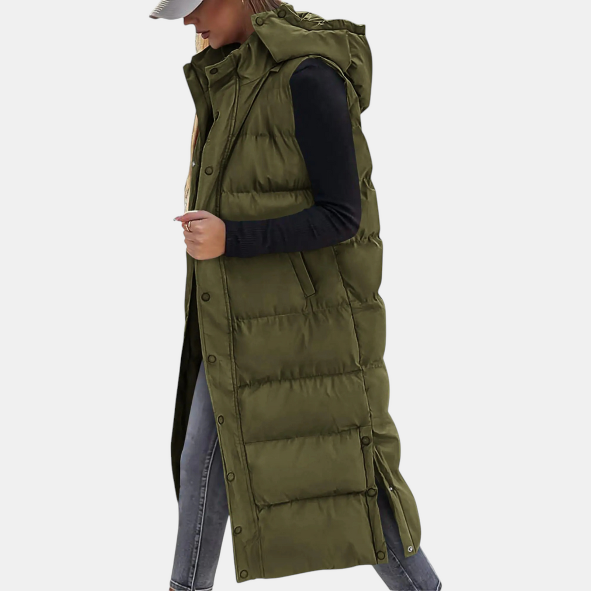 Florence – Longline Hooded Quilted Puffer Vest