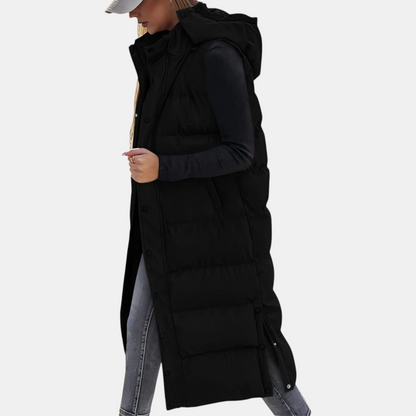 Florence – Longline Hooded Quilted Puffer Vest