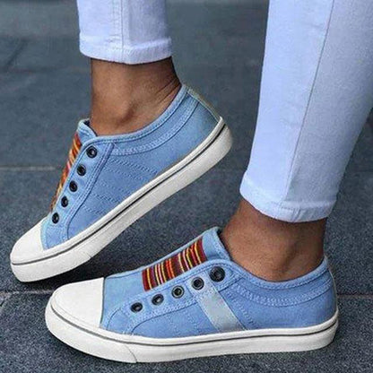 Madelyn – Slip-On Canvas Sneakers with Stripe Detail