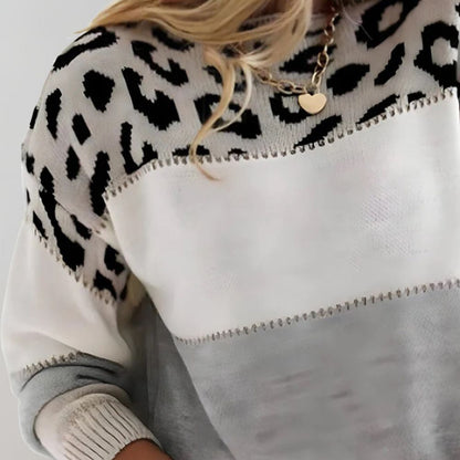 Cheryl – Leopard Accent Knit Sweater