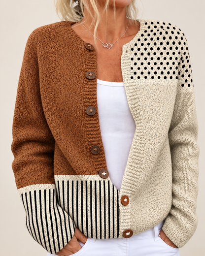 Mercedes – Printed Button-Front Knit Cardigan