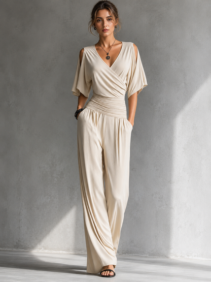 Janice – Wide-Leg Wrap-Front Jumpsuit
