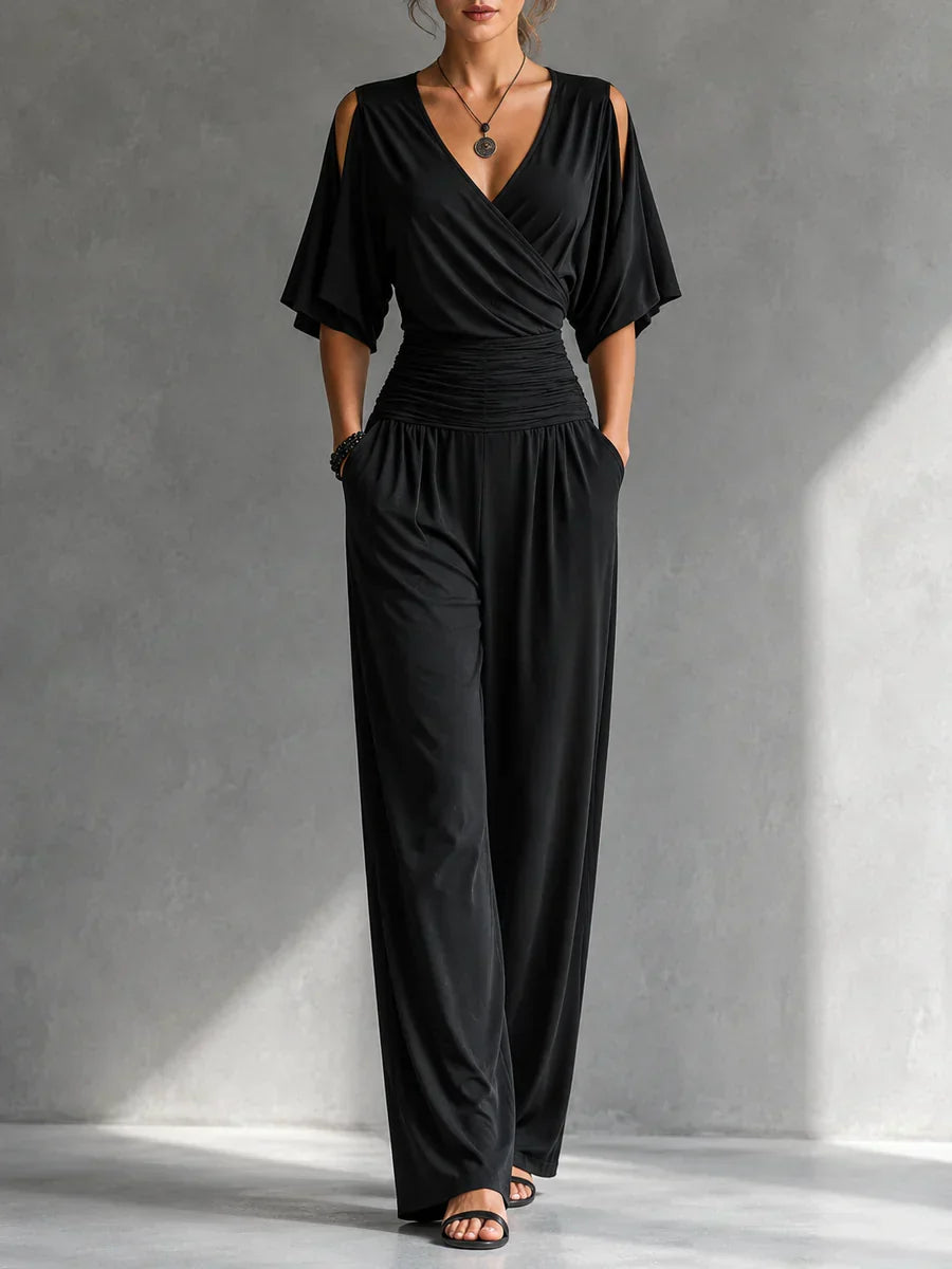 Janice – Wide-Leg Wrap-Front Jumpsuit