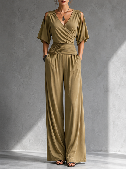 Janice – Wide-Leg Wrap-Front Jumpsuit