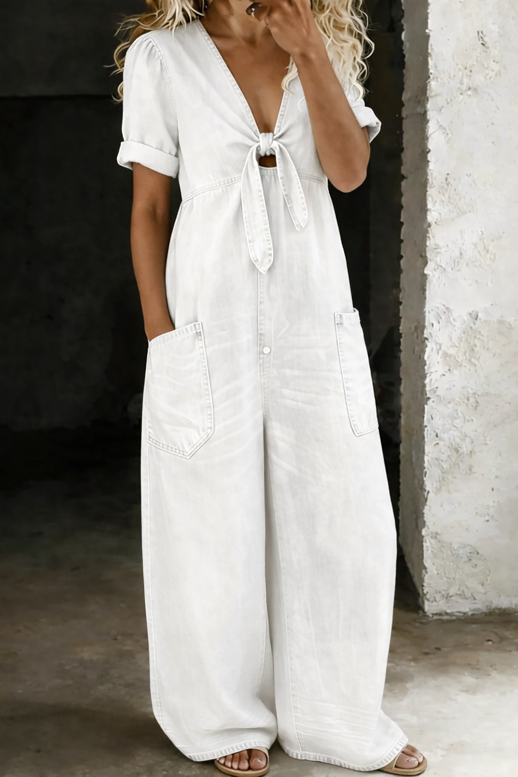 Rosalie – Wide-Leg Denim-Look Jumpsuit