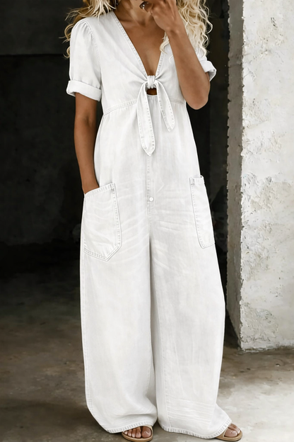Rosalie – Wide-Leg Denim-Look Jumpsuit