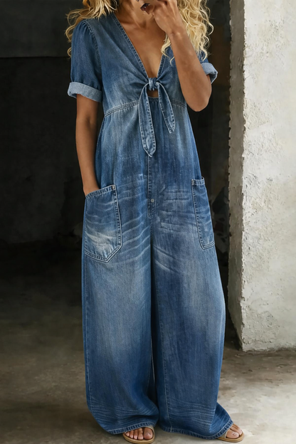 Rosalie – Wide-Leg Denim-Look Jumpsuit