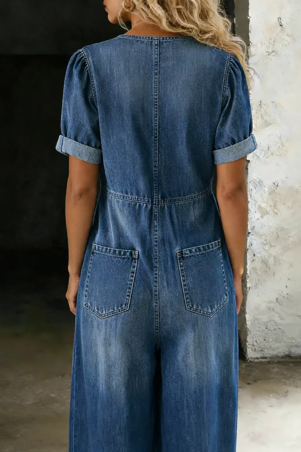 Rosalie – Wide-Leg Denim-Look Jumpsuit