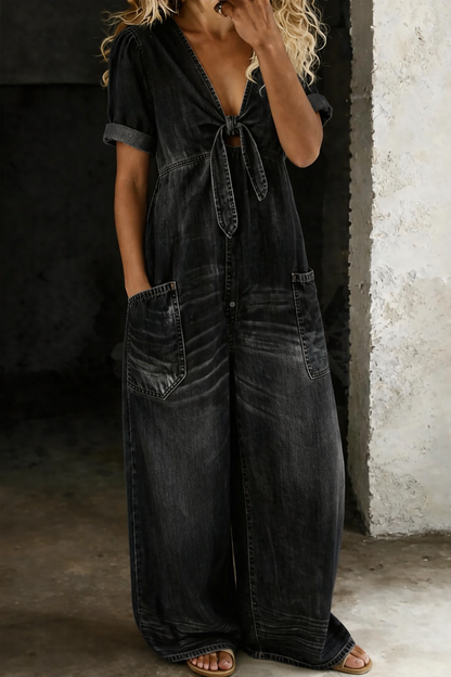 Rosalie – Wide-Leg Denim-Look Jumpsuit