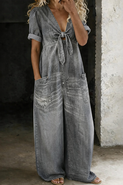Rosalie – Wide-Leg Denim-Look Jumpsuit
