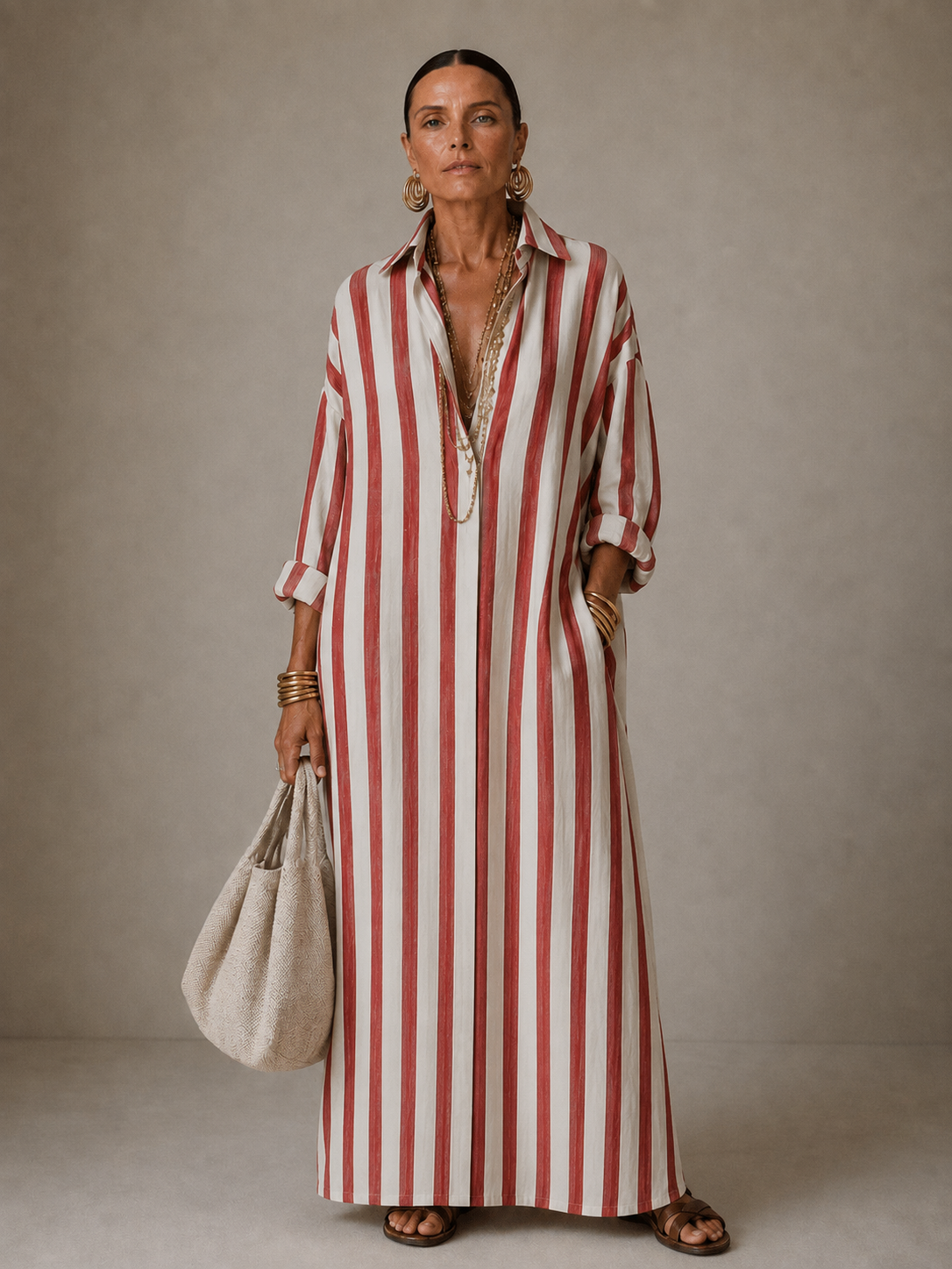 Beverly – Striped Relaxed Maxi Shirt Dress