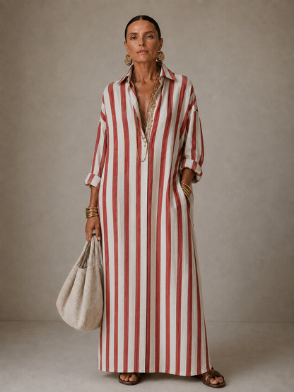 Beverly – Striped Relaxed Maxi Shirt Dress
