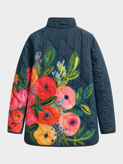 Karen – Vintage Floral Print Quilted Jacket