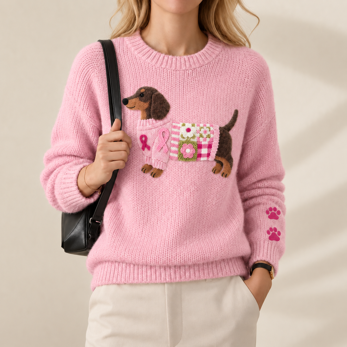 Bridgette – Dachshund Graphic Knit Sweater