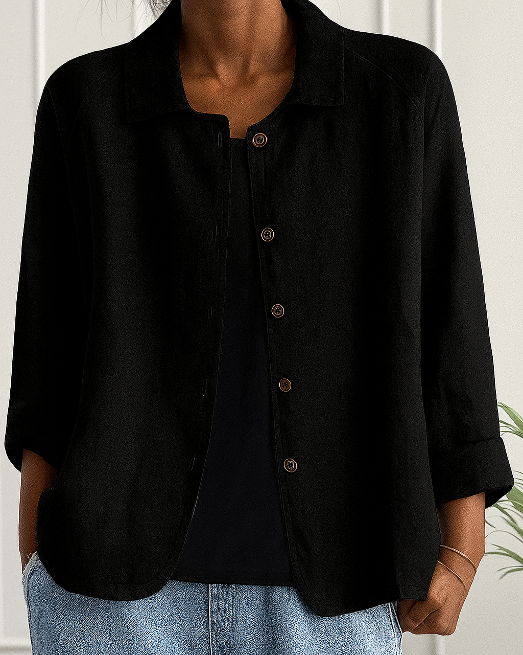 Lynn – Easy Button-Front Cardigan