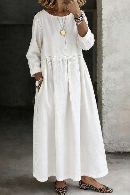 Sara – Relaxed Denim-Look Gathered Maxi Dress