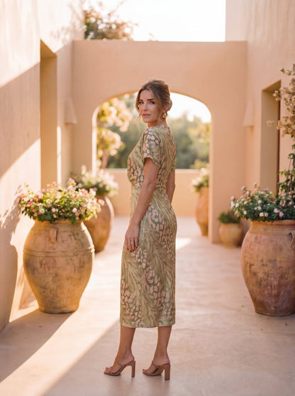 Renata – Twisted Knot Printed Midi Dress