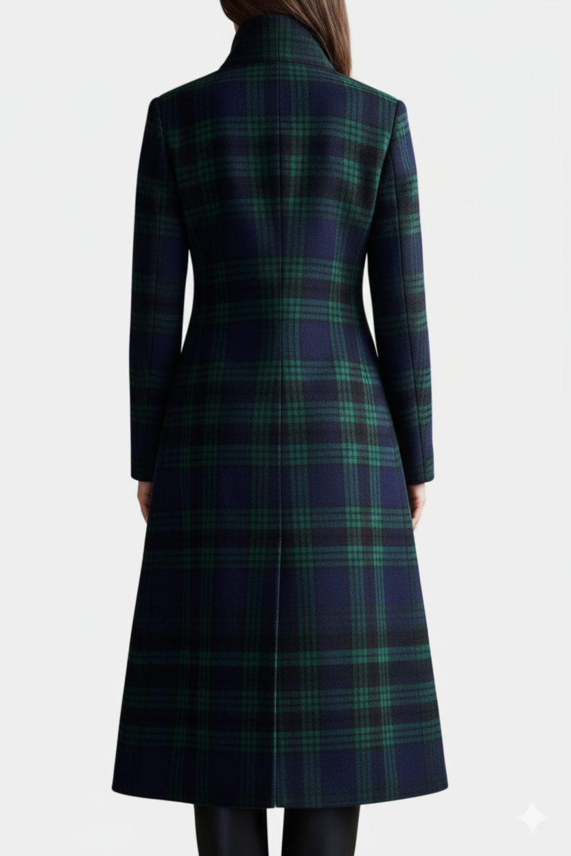 Nita – Tailored Plaid Long Coat