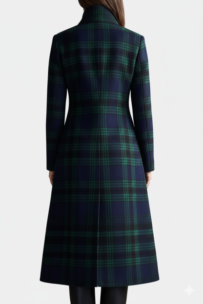 Nita – Tailored Plaid Long Coat