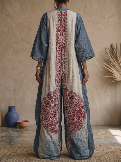 Gwendolyn – Printed Wide-Leg Kaftan Jumpsuit