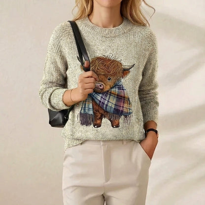 Diane – Highland Cow Graphic Knit Sweater