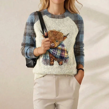 Glenda – Highland Cow Graphic Knit Sweater