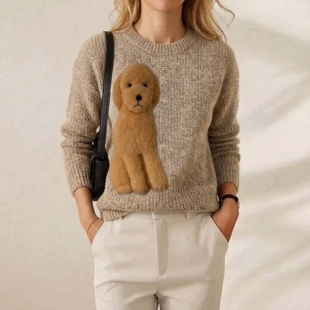 Elvira – Knit Sweater with 3D Puppy Detail