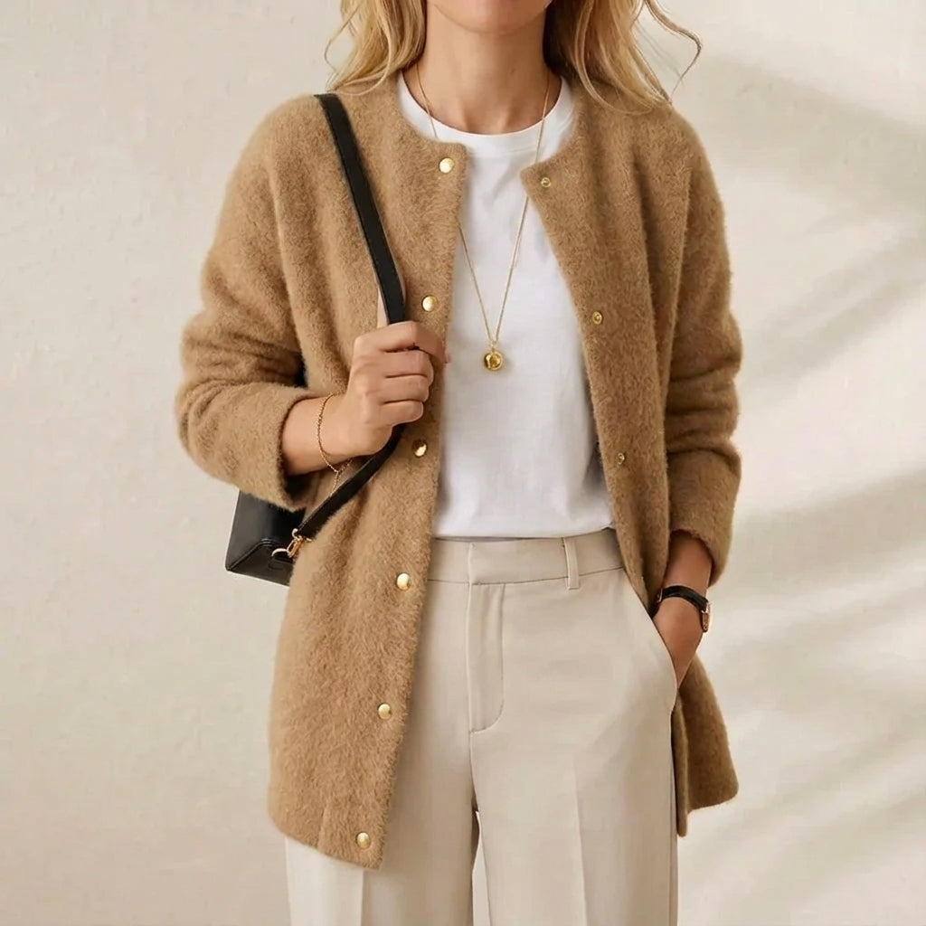 Wilma – Knit Cardigan with Gold Buttons