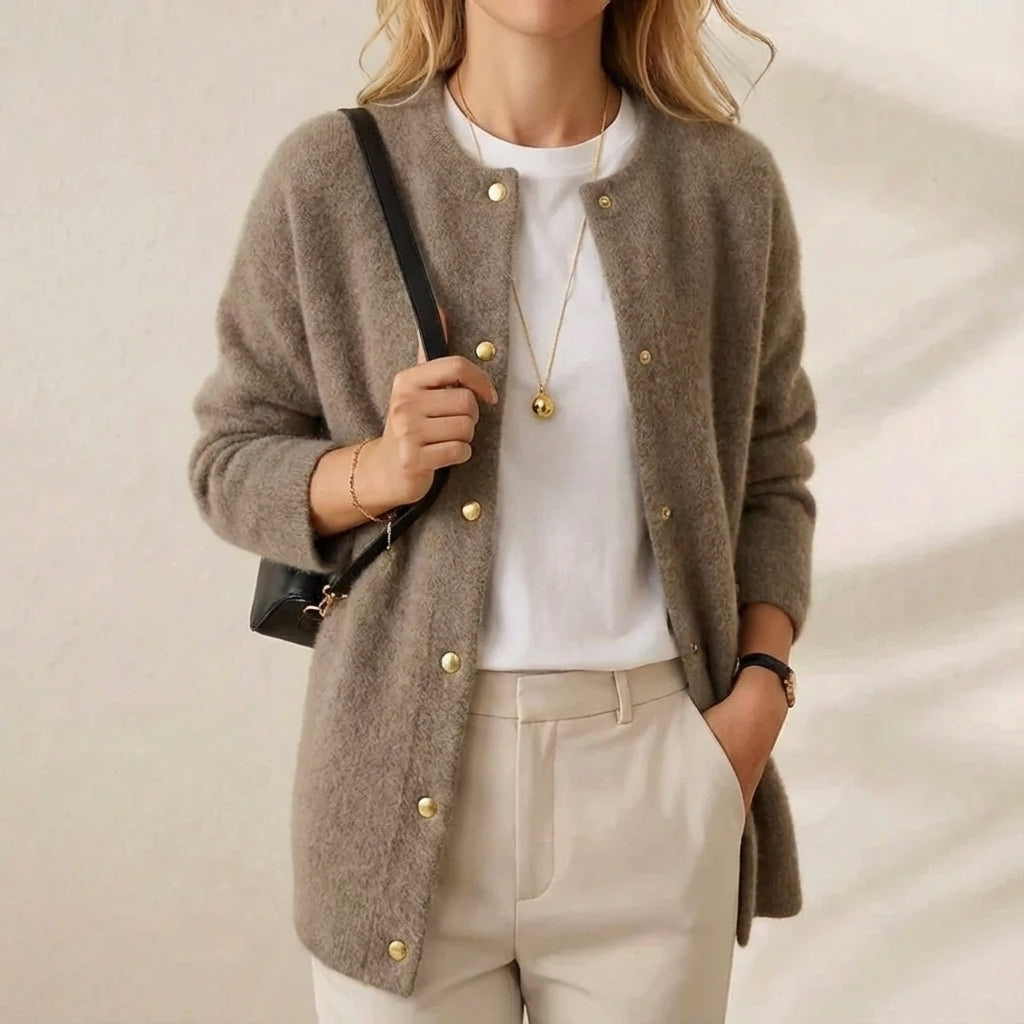 Wilma – Knit Cardigan with Gold Buttons