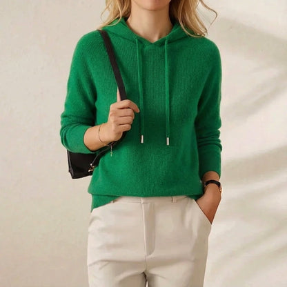 Rachel – Knit Hooded Sweater with Drawstring