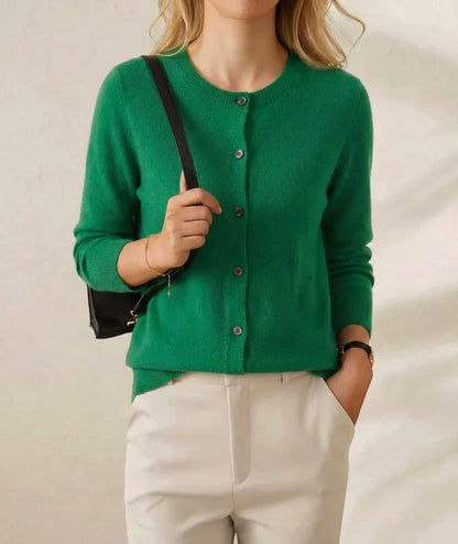 Nellie – Crew Neck Button-Front Knit Cardigan