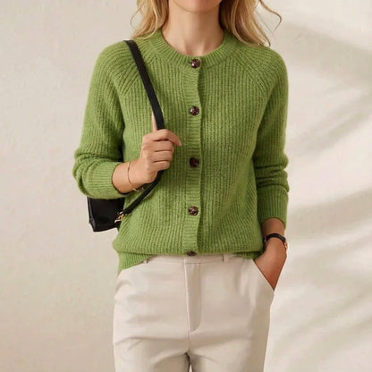Mabel – Ribbed Knit Button-Front Cardigan