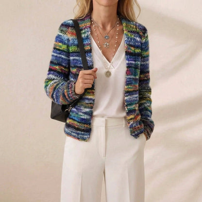 Roxanne – Striped Open-Front Knit Cardigan