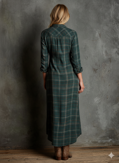 Marie – Plaid Button-Down Maxi Dress