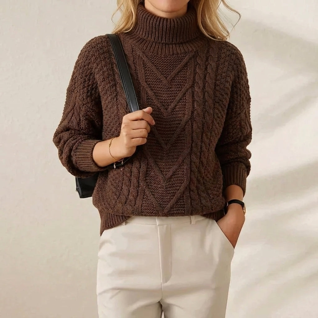 Viola – Cable Knit Turtleneck Sweater