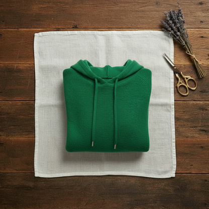 Rachel – Knit Hooded Sweater with Drawstring