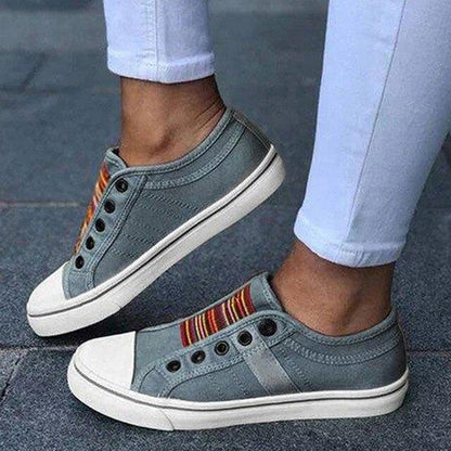 Madelyn – Slip-On Canvas Sneakers with Stripe Detail
