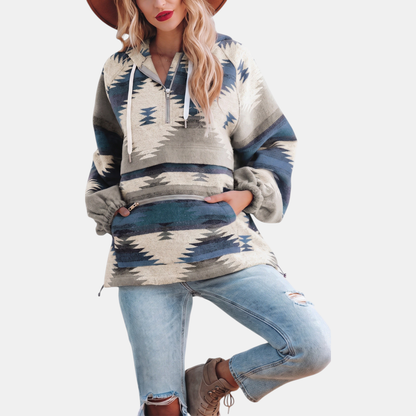 Margarita – Aztec Print Quarter-Zip Hoodie