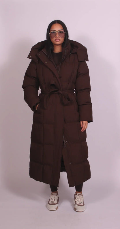 Leanne – Longline Belted Puffer Coat