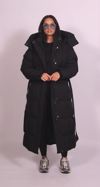 Leanne – Longline Belted Puffer Coat