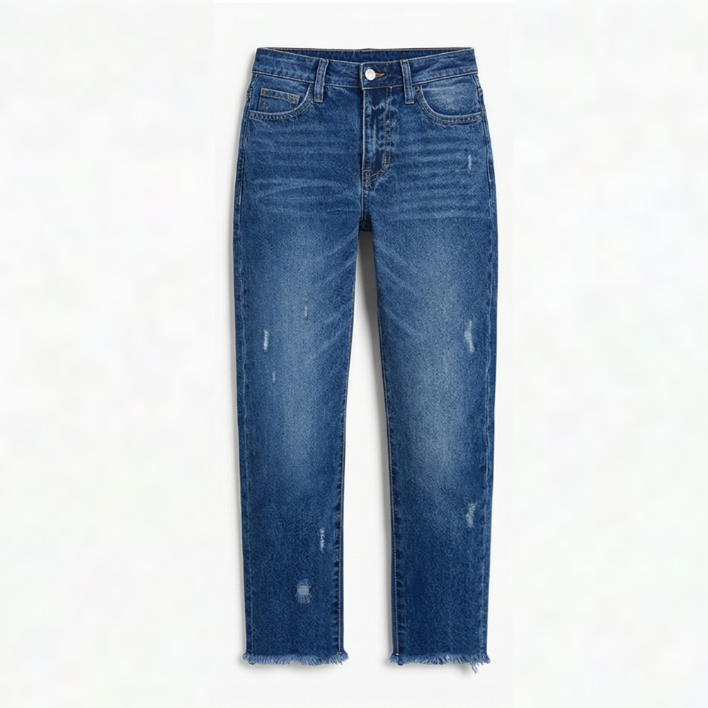 Marjorie – Cropped Straight Leg Fringed Jeans