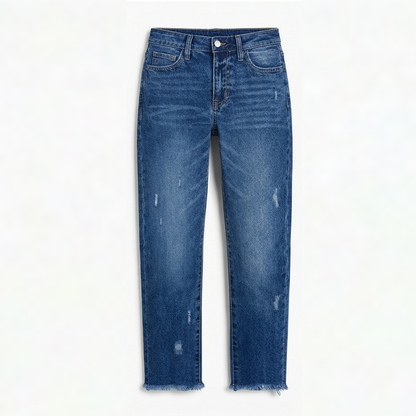 Marjorie – Cropped Straight Leg Fringed Jeans