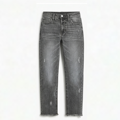 Marjorie – Cropped Straight Leg Fringed Jeans
