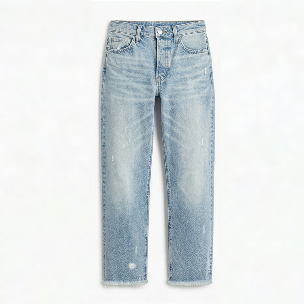 Marjorie – Cropped Straight Leg Fringed Jeans